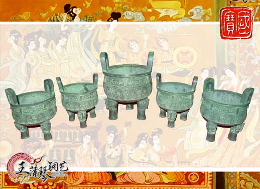 銅鼎，銅五鼎，中國(guó)鼎，佛像用鼎